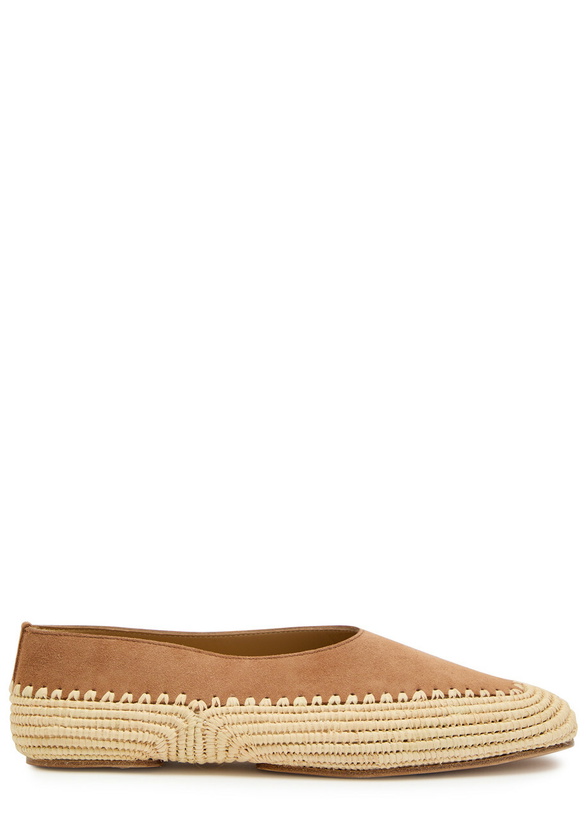 Photo: Gabriela Hearst Strength Raffia and Suede Flats Camel