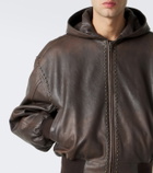 Balenciaga Studded hooded leather jacket
