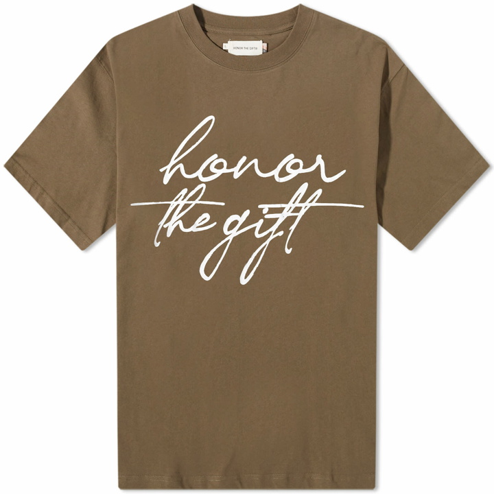 Photo: Honor the Gift Men's HTG Script T-Shirt in Olive