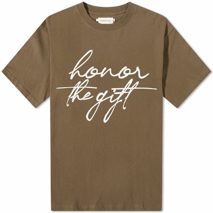 Photo: Honor the Gift Men's HTG Script T-Shirt in Olive