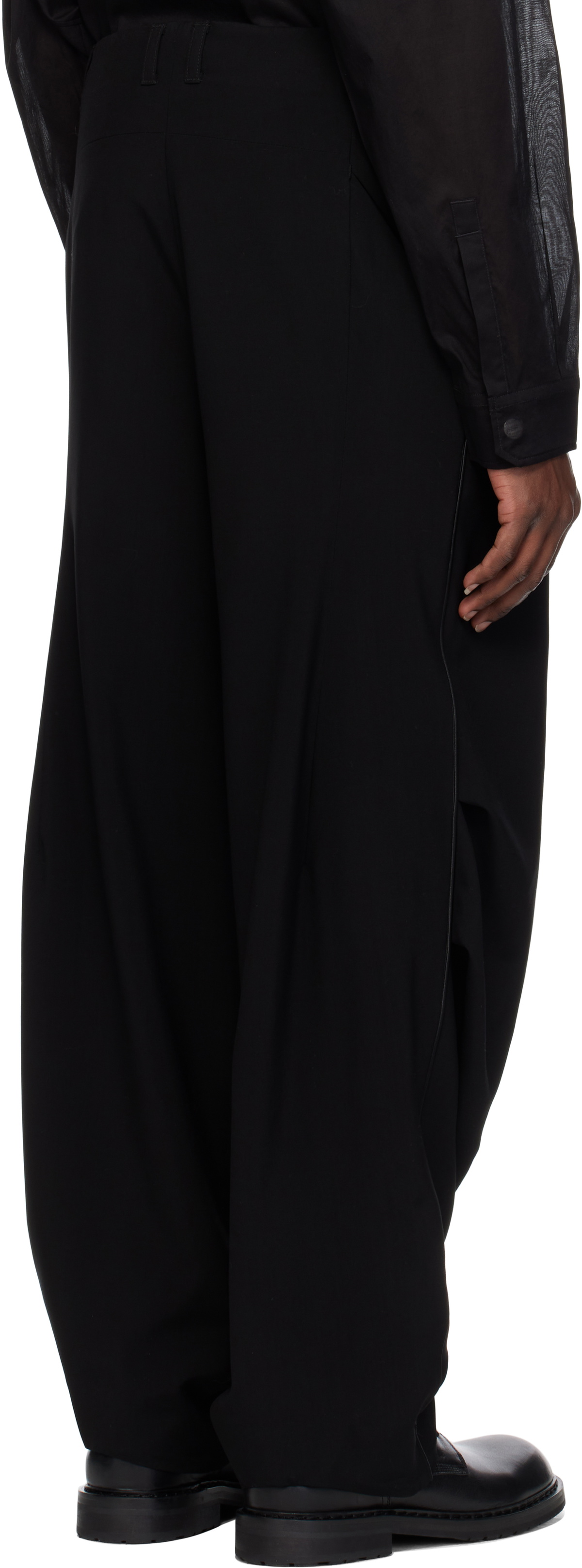 DEVOA Black Wool Baggy Trousers