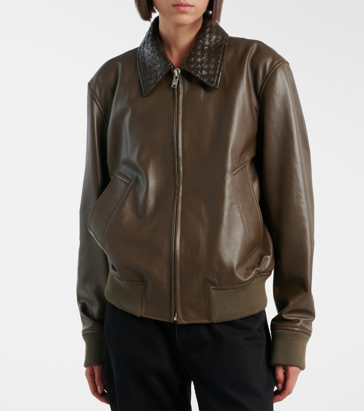Bottega Veneta Intrecciato leather blouson jacket