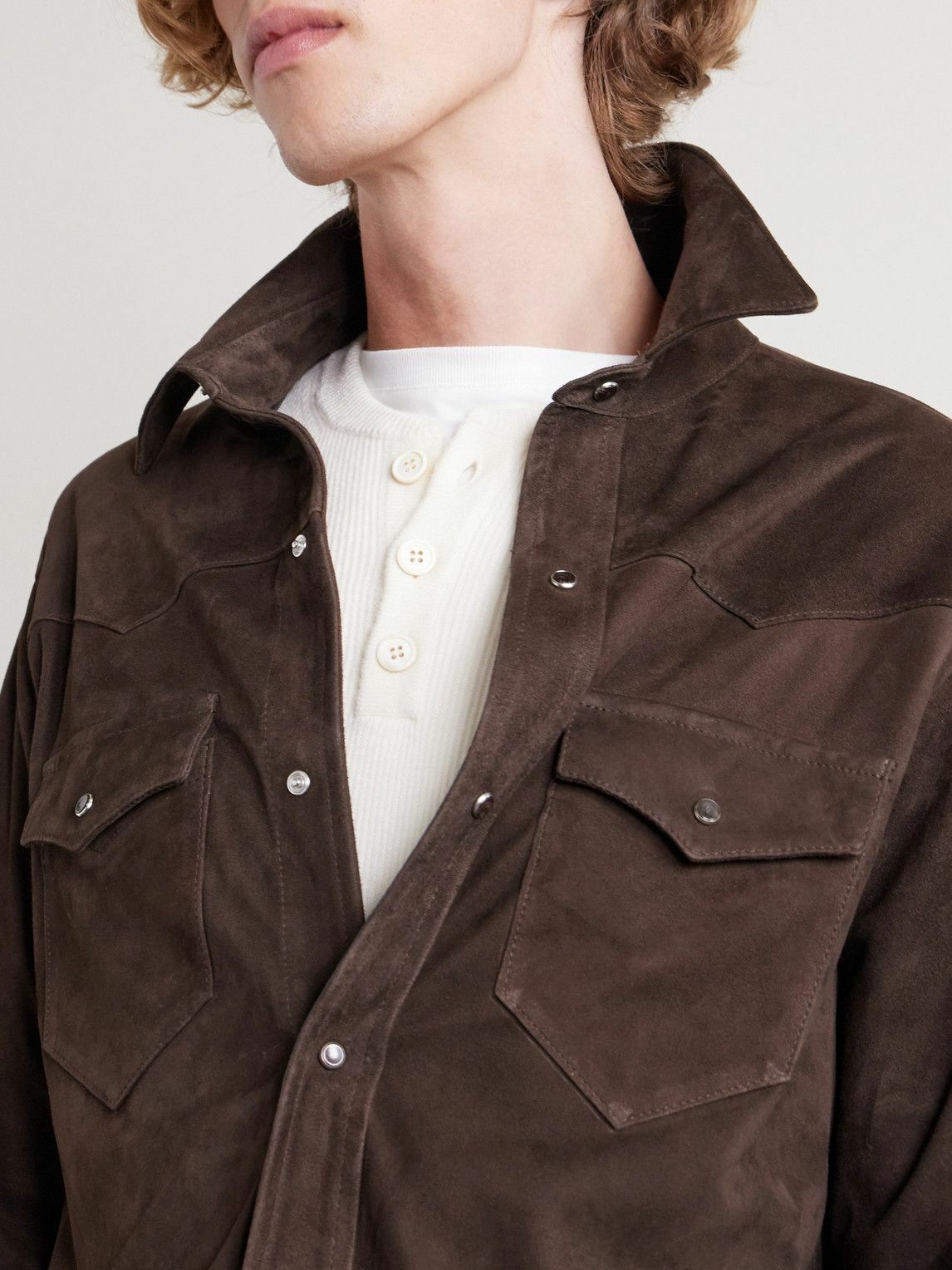 J. Mueser - Suede Western Overshirt - Brown