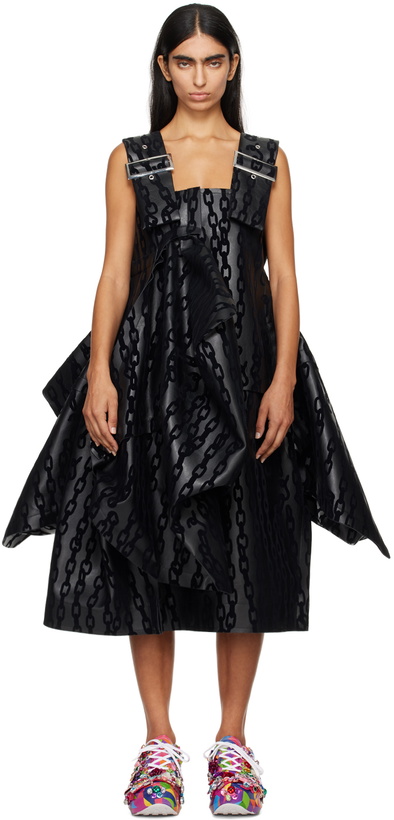 Photo: Comme des Garçons Black Gathered Faux-Leather Midi Dress
