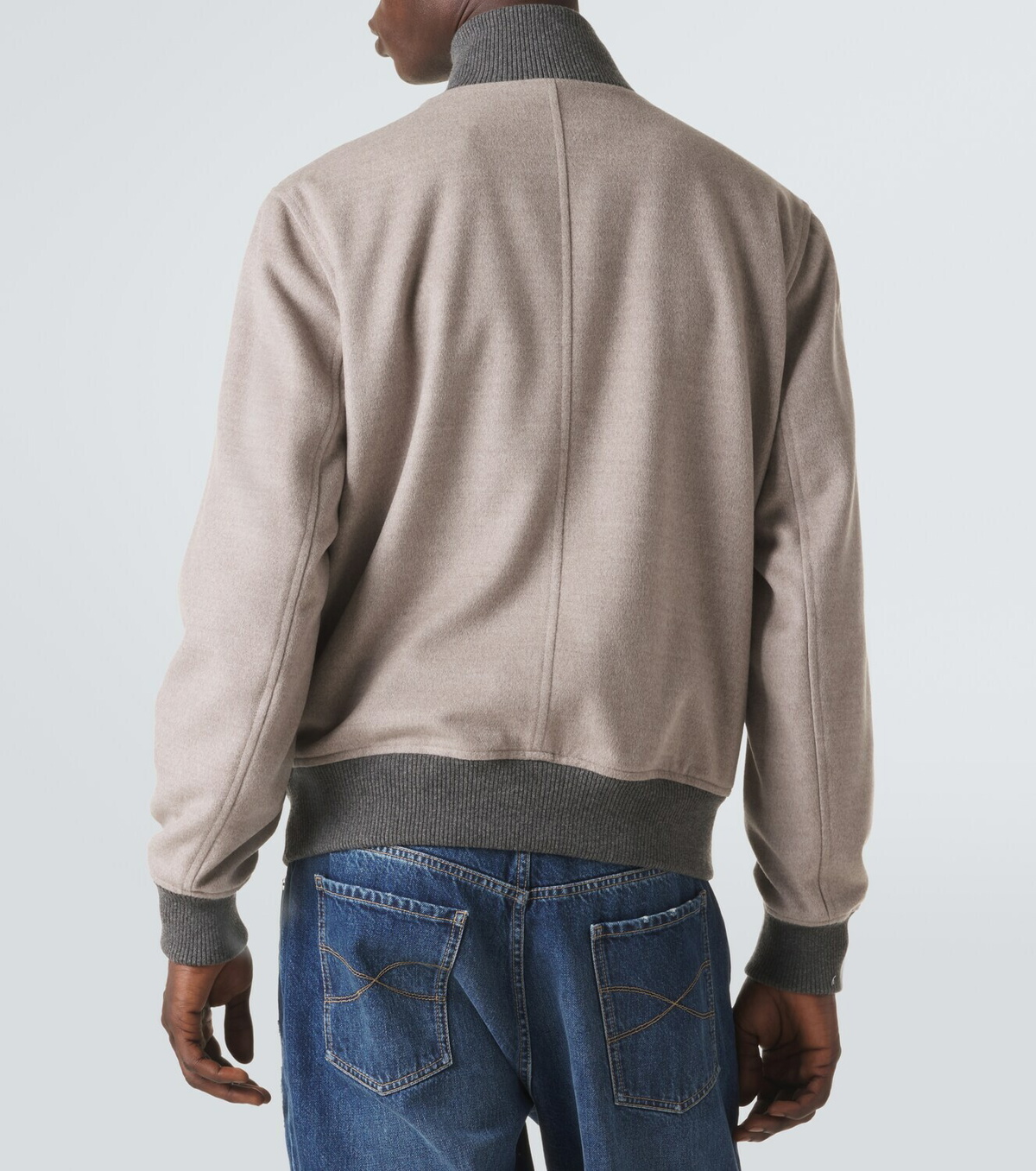 Brunello Cucinelli Cashmere-trimmed wool bomber jacket