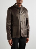 Dunhill - Nehru-Collar Leather Driving Jacket - Brown