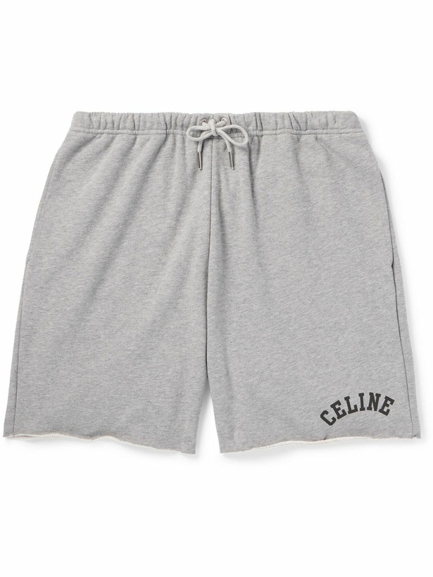 Photo: CELINE - Wide-Leg Logo-Print Cotton-Jersey Shorts - Gray