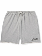 CELINE - Wide-Leg Logo-Print Cotton-Jersey Shorts - Gray