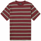 Beams Plus Men's Stripe Nep Pocket T-Shirt in Burgundy