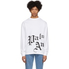 Palm Angels White New Gothic Long Sleeve T-Shirt