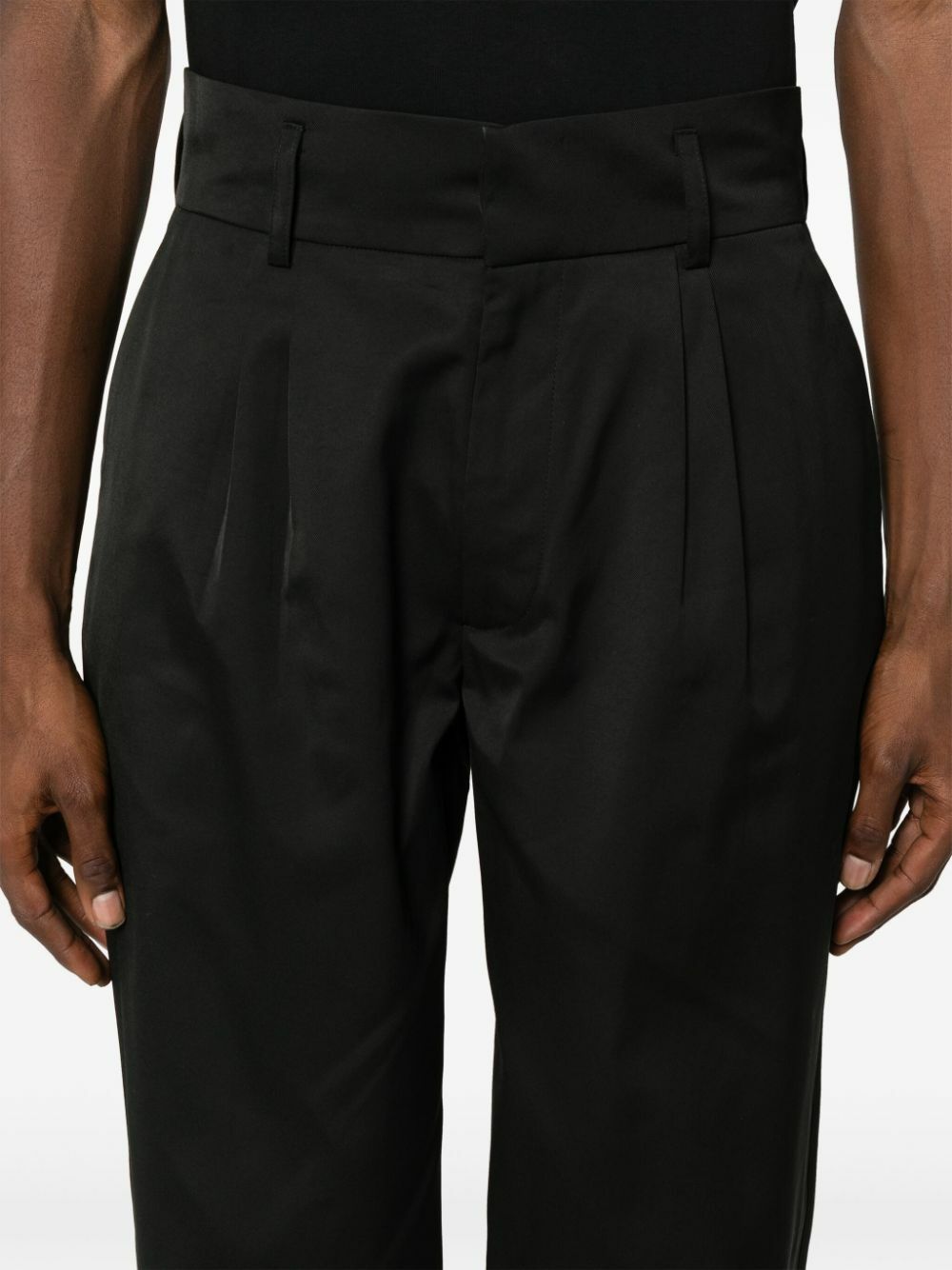Labrum London Black Tapered-Leg Twill Weave Trousers