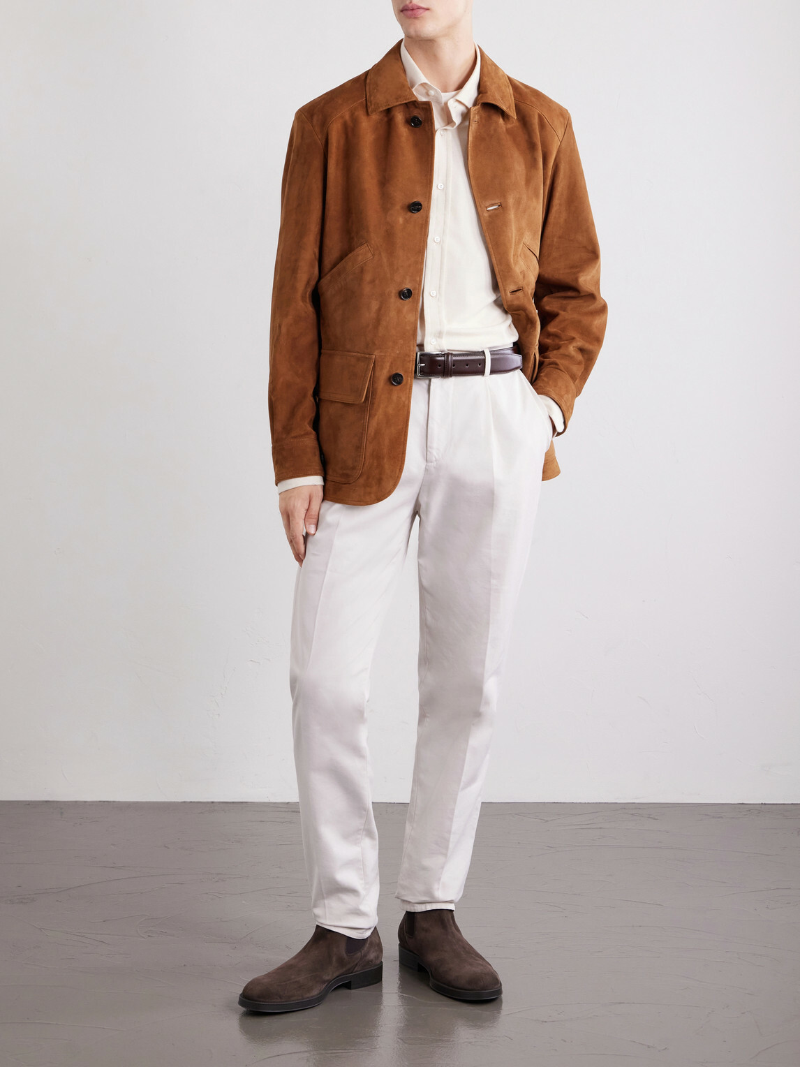 Ralph Lauren Purple label - Hollis Panelled Suede Jacket - Brown