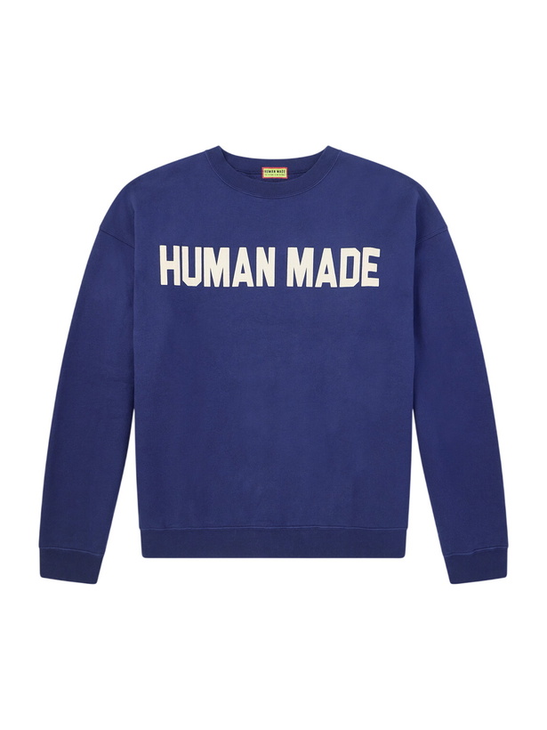Photo: Human Made - Logo-Print Cotton-Jersey Sweatshirt - Blue
