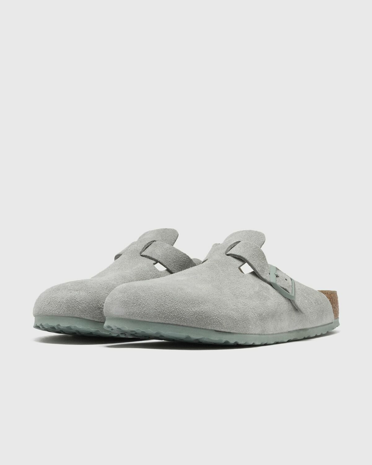 Birkenstock Boston Suede Leather Grey Mens Sandals & Slide
