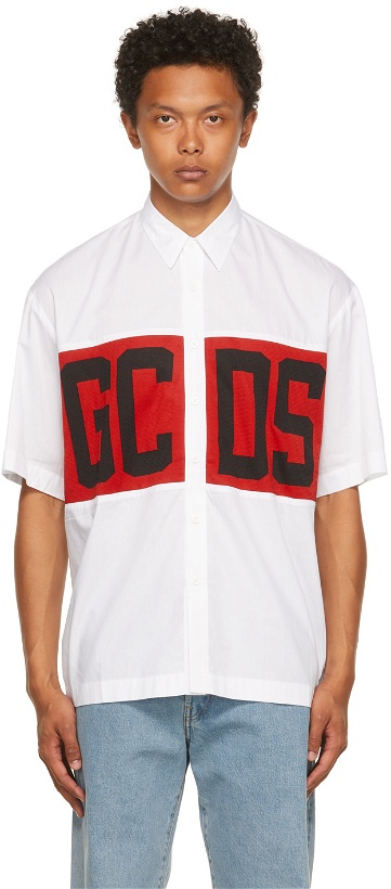 Photo: GCDS White Knit Logo Short Sleeve Shirt