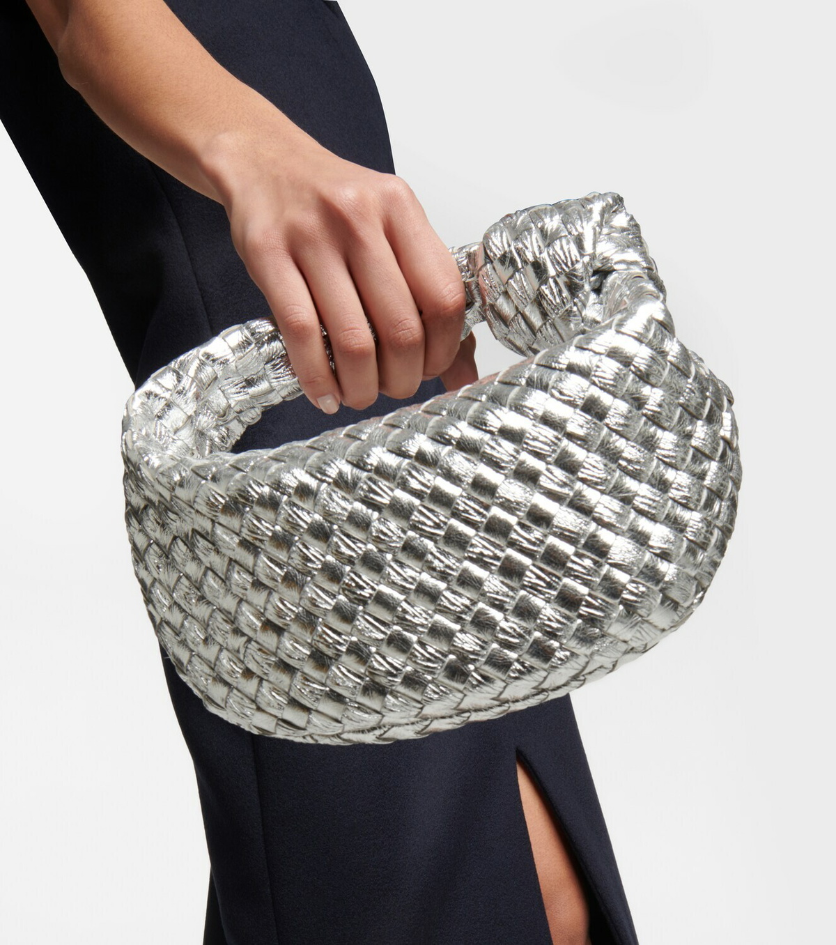 mini jodie 28 silver metalic lambskin