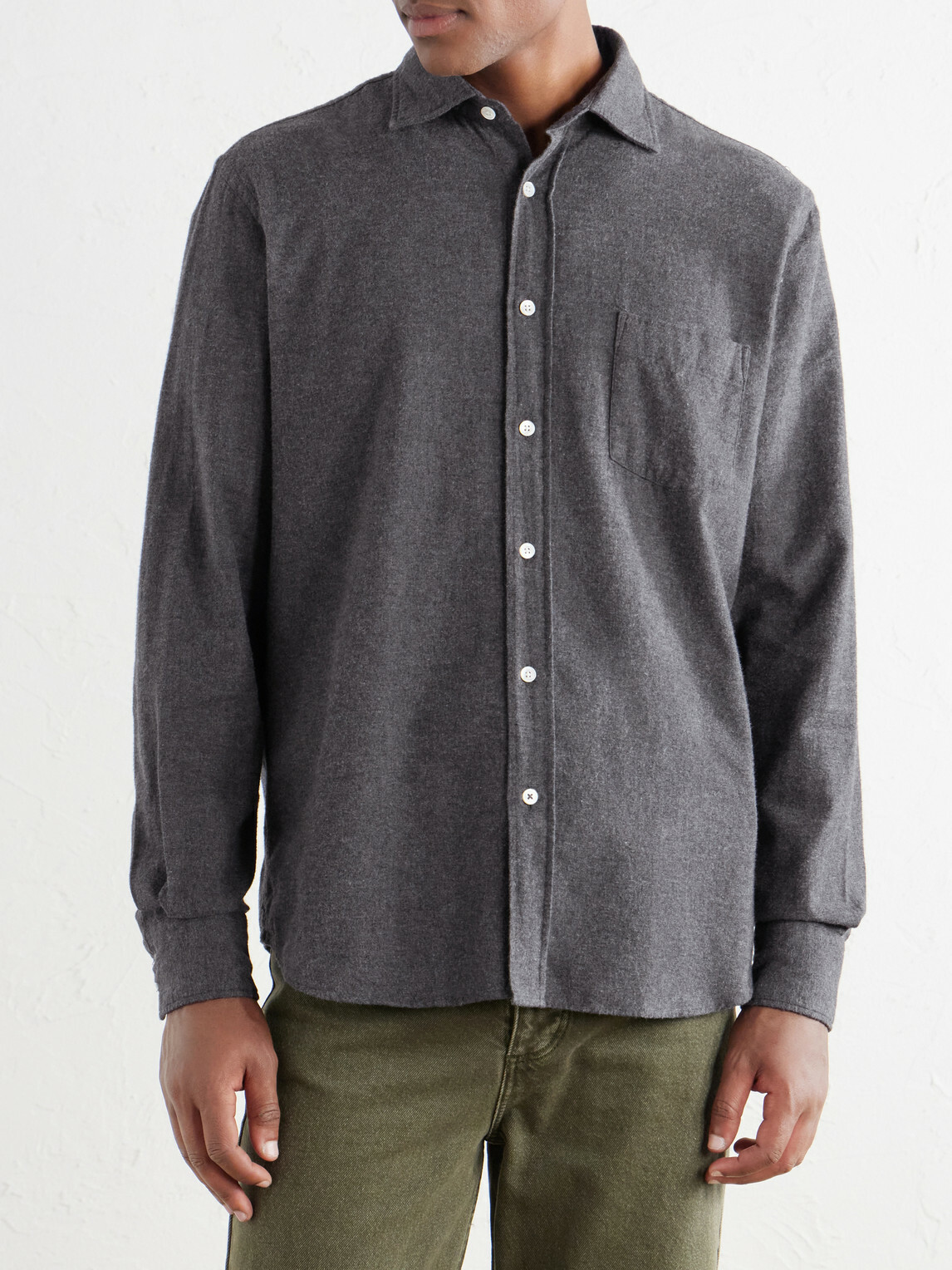 Hartford - Paul Cotton-Flannel Shirt - Gray