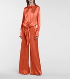 Galvan Lido high-rise wide-leg satin pants
