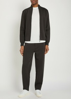Emporio Armani Logo-embroidered Fine-knit Jumper Dark Grey