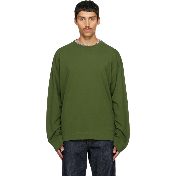 Photo: Dries Van Noten Green Long Sleeve Cotton T-shirt