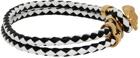 Versace Black & White Leather Medusa Bracelet