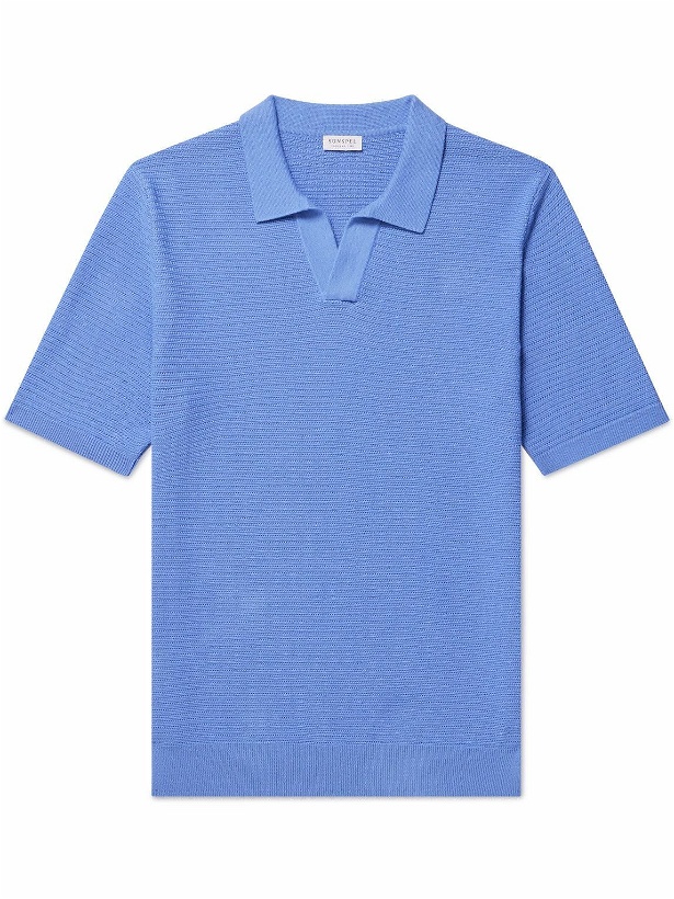 Photo: Sunspel - Knitted Cotton Polo Shirt - Blue