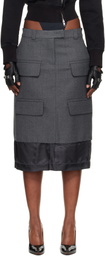 VAQUERA Gray Chopped Midi Skirt