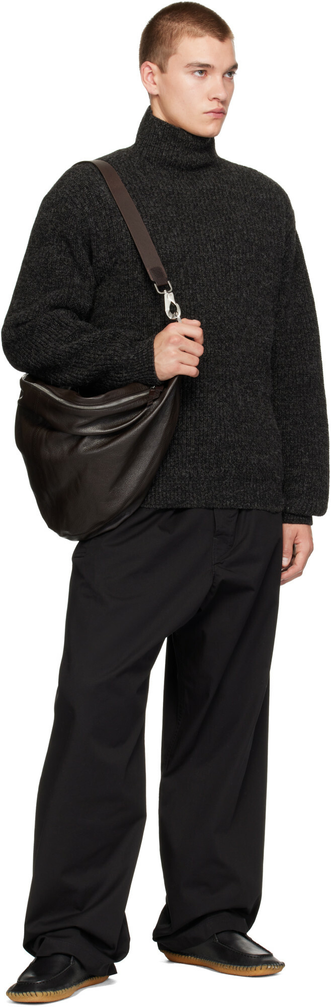 LEMAIRE Gray High Neck Yak Alpaca Sweater