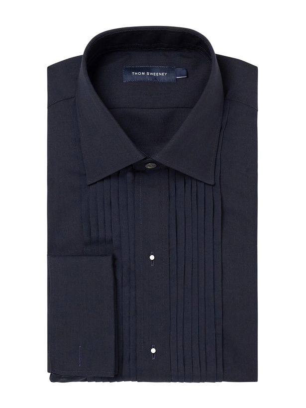 Photo: Thom Sweeney - Fly Classic-Collar Wool and Silk-Blend Shirt - Blue