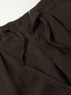 Stòffa - Straight-Leg Pleated Linen Drawstring Trousers - Brown