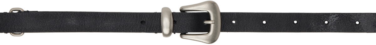 YOKE Black Narrow Western Belt