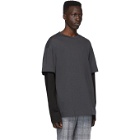 Juun.J Grey and Black Layered Long Sleeve T-Shirt