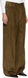 AMI Paris Khaki Cotton Large Fit Trousers