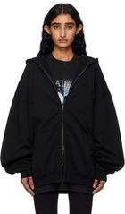 VETEMENTS Black Logo Oversized Zip-Up Hoodie
