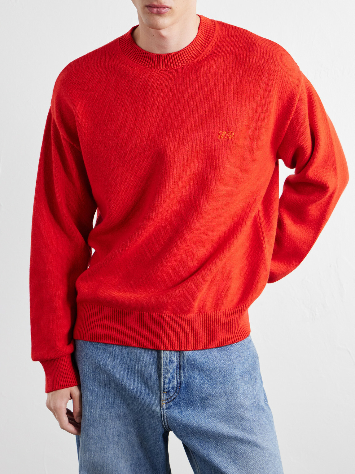 LOEWE - Anagram-Embroidered Cashmere-Blend Sweater - Red