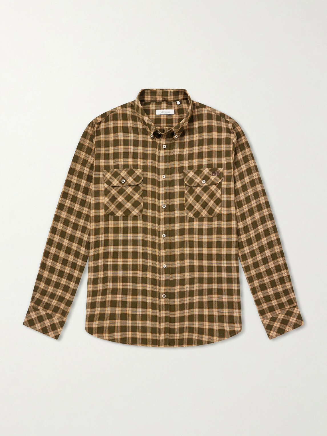 Wales Bonner - Canopy Button-Down Logo-Embroidered Checked Cotton Shirt - Yellow