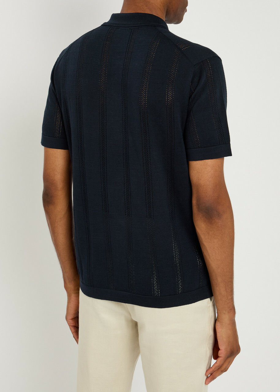 Lestrange Textured Pointelle-knit Shirt Navy