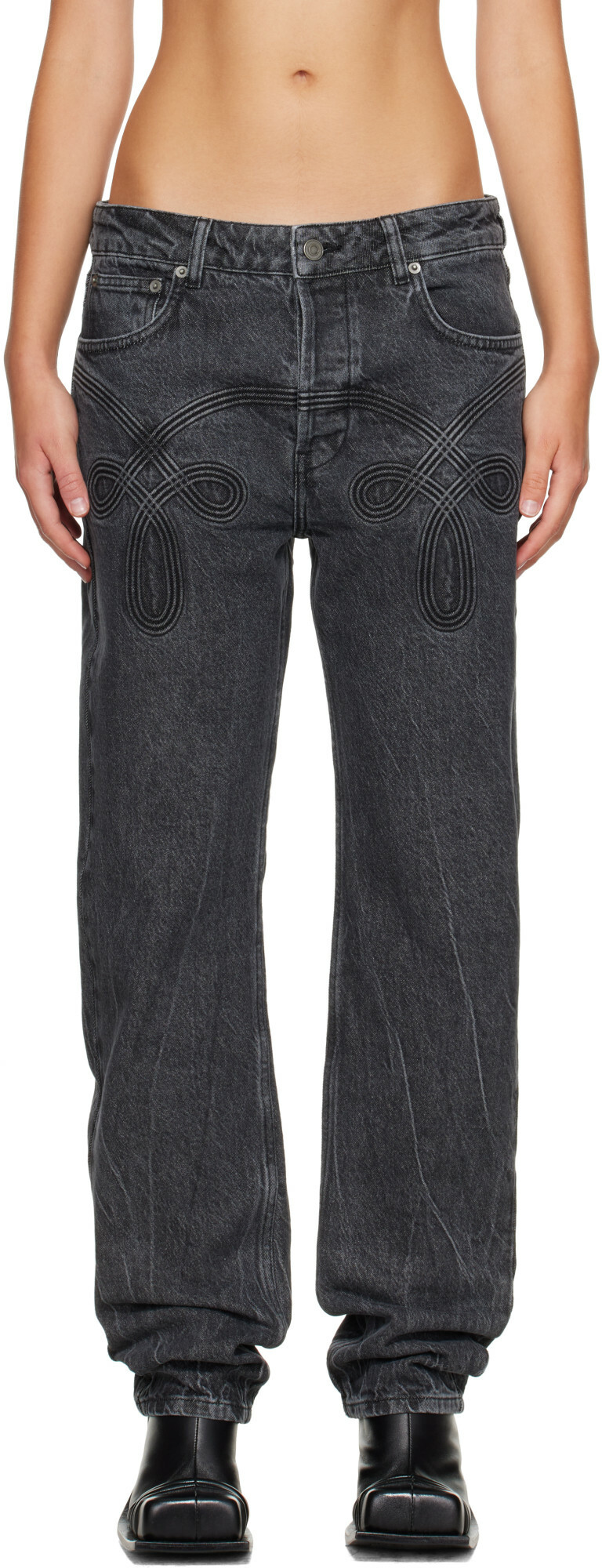 Stefan Cooke Black Braided Jeans