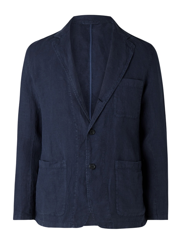 Photo: Hartford - Jobby Pat Linen Suit Jacket - Blue