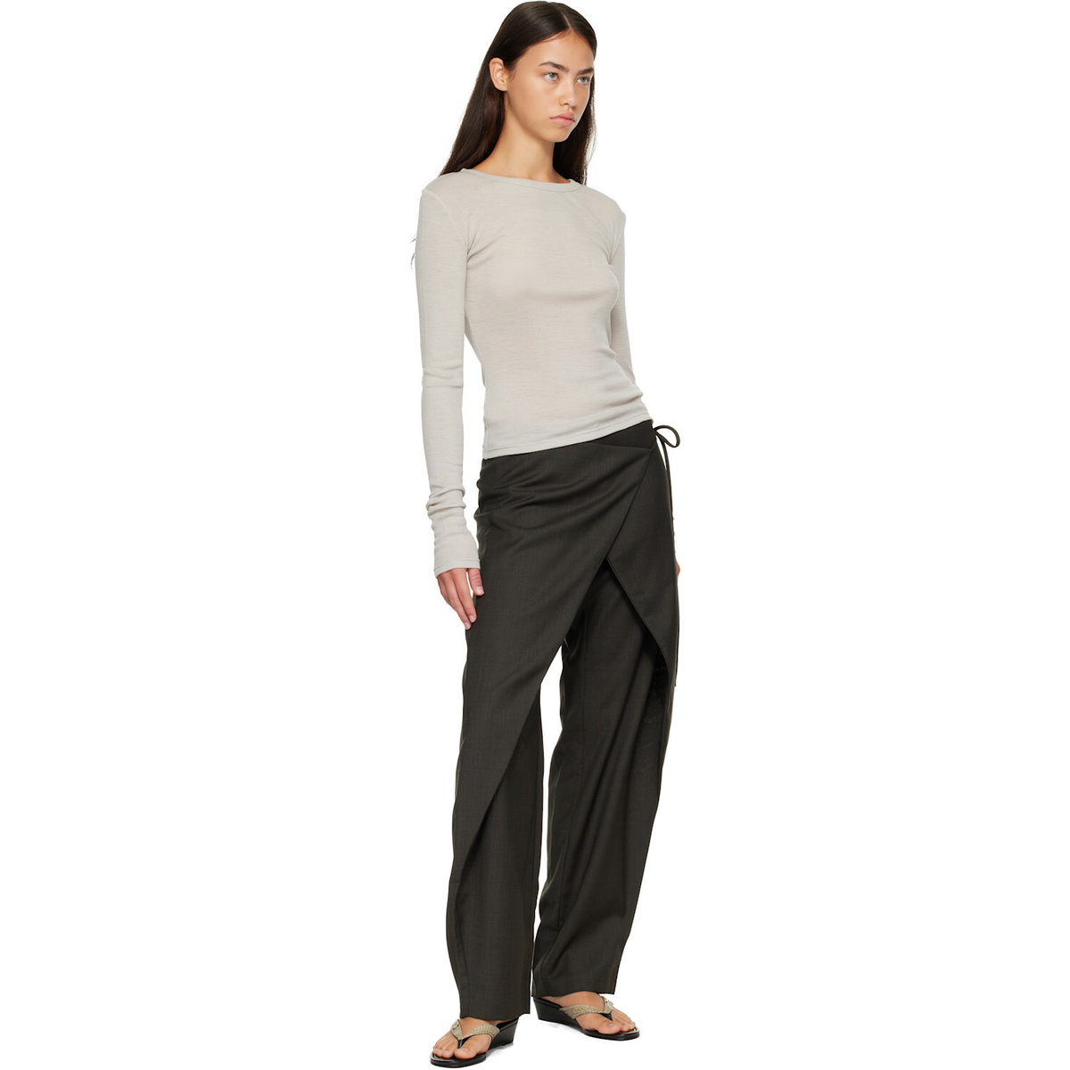 St. Agni Gray Wrap Rouleau Trousers