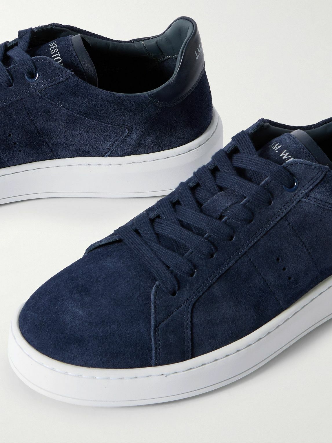 J.M. Weston - On Time Leather-Trimmed Suede Sneakers - Blue