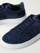 J.M. Weston - On Time Leather-Trimmed Suede Sneakers - Blue