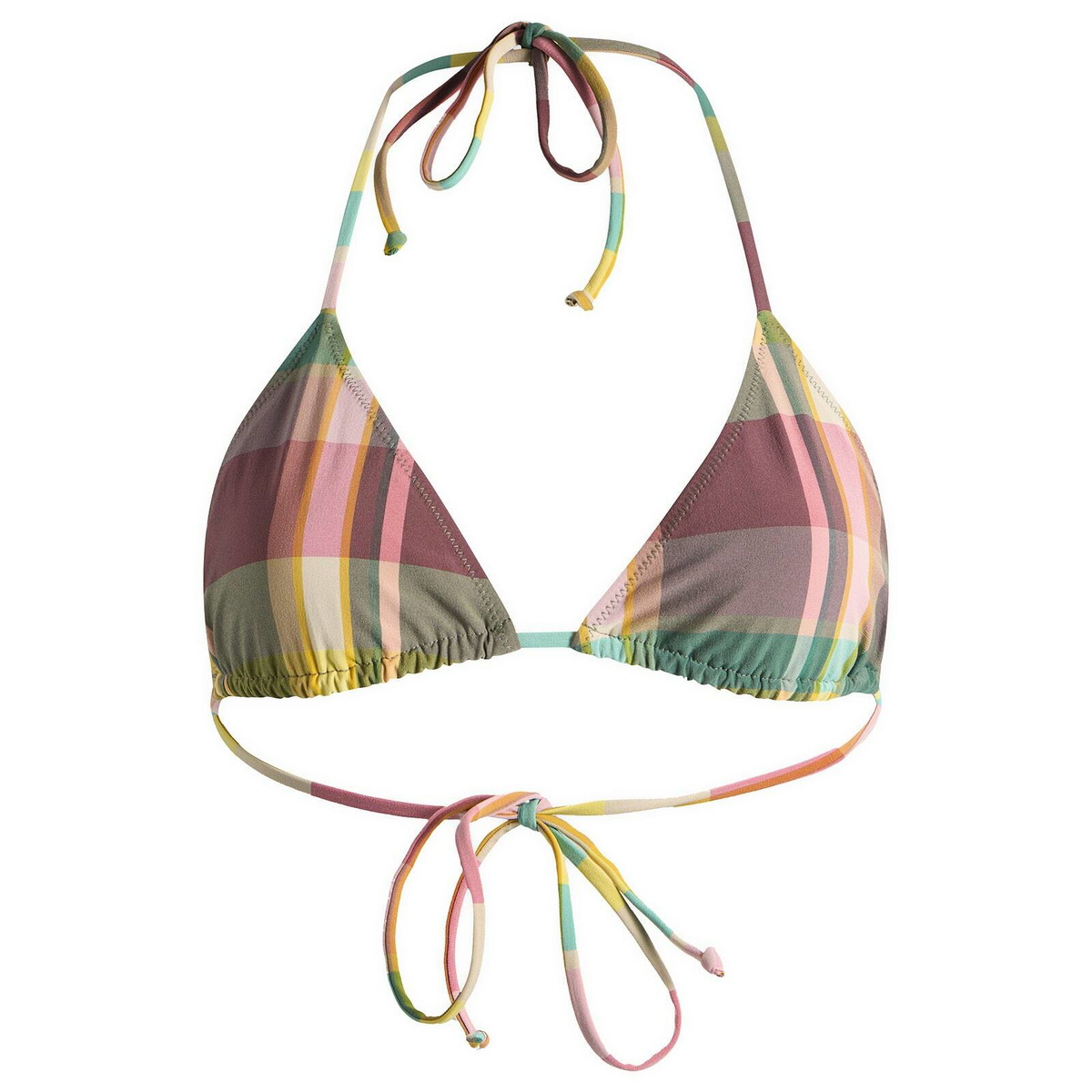 Fruity Booty Women's Check Bikini Halter Top in Green