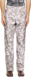 Serapis Grey Seashells Printed Jeans