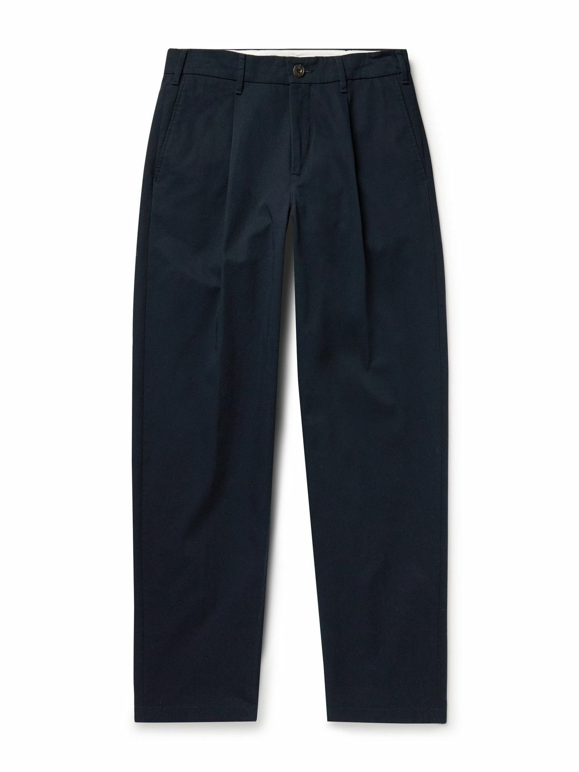 Richard James - Straight-Leg Pleated Cotton-Twill Trousers - Blue