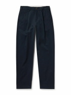 Richard James - Straight-Leg Pleated Cotton-Twill Trousers - Blue