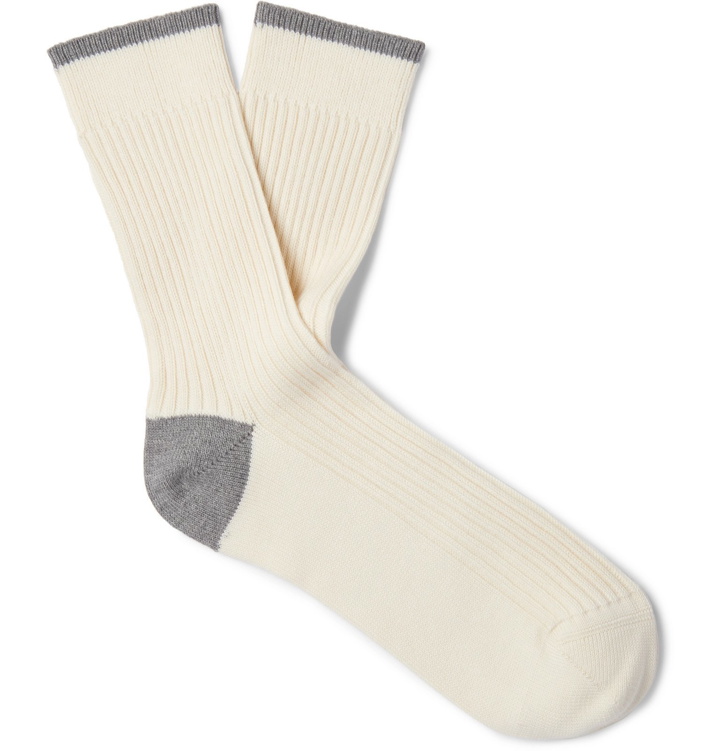 Photo: Brunello Cucinelli - Ribbed Cotton Socks - Neutrals
