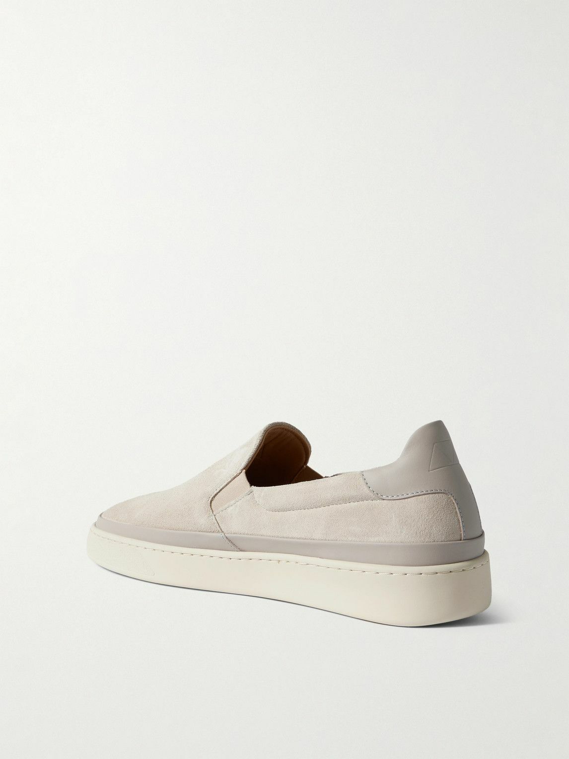 Mulo - Leather-Trimmed Suede Slip-On Sneakers - Neutrals