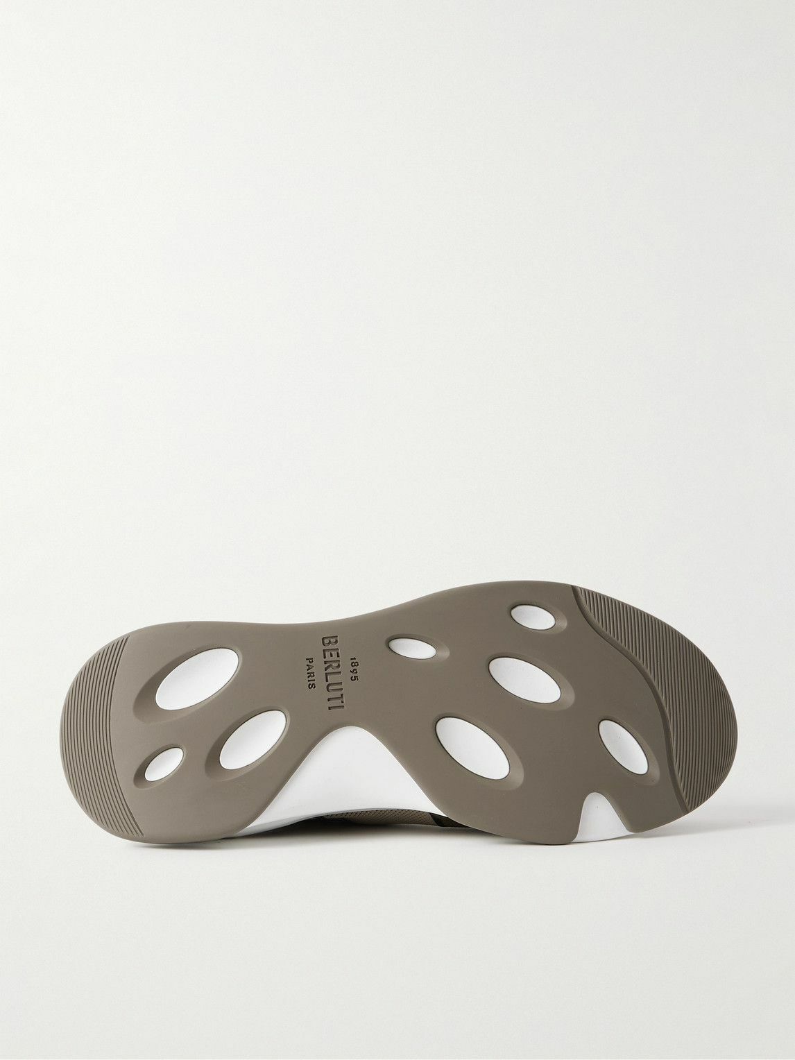 Berluti - Shadow Rubber and Leather-Trimmed and Coated Stretch-Knit Sneakers - Neutrals