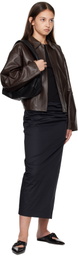 St. Agni Brown Cocoon Leather Jacket